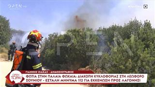 Φωτιά στην Παλαιά Φώκαια: Διακοπή κυκλοφορίας στη λεωφόρο Σουνίου
