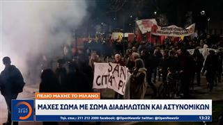 Πεδίο μάχης το Μιλάνο-Μάχες σώμα με σώμα διαδηλωτών και αστυνομικών