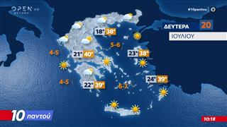 Καιρός 20/07/2026: Με ηψηλές θερμοκρασίες ξεκινά η εβδομάδα