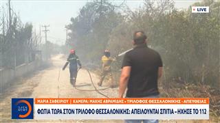 Φωτιά τώρα στο Τρίλοφο Θεσσαλονίκης – Απειλούνται σπίτια – Ήχησε το 112