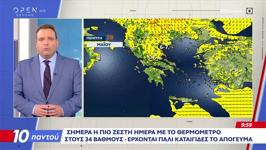 Σήμερα η πιο ζεστή ημέρα με το θερμόμετρο στους 34 βαθμούς