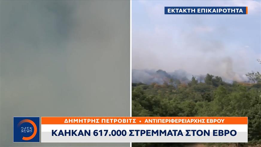 Αντιπεριφ. Έβρου: Έχουμε πολλές αναζωπυρώσεις – Κάηκαν 617.000 στρέμματα στον Έβρο